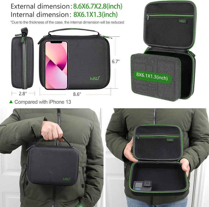 HSU Protective Carrying Case Compatible with Go Pro Hero 13, 12, 11, 10, 9, 8, 7, 6, 5, 4, 3 and Accessories, Light and Medium Security Bag, Compact and Safe Action Camera Travel Storage - Image 2